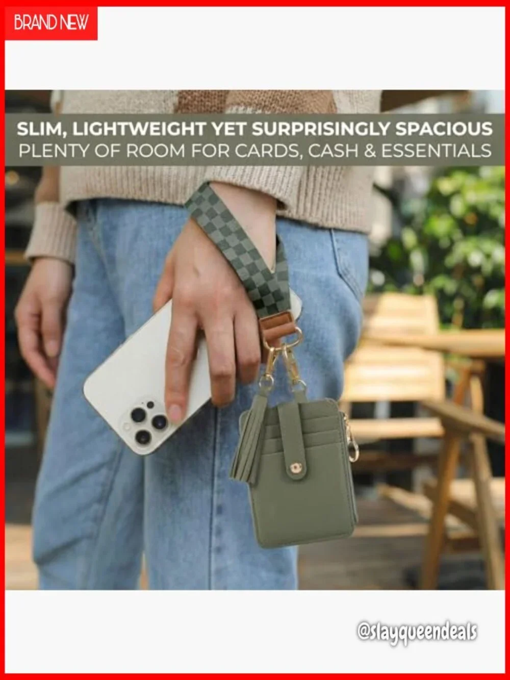 Slim Wristlet Keychain Wallet with RFID Blocking and ID Window